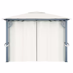 vidaXL Gazebo with Curtain and LED String Lights Aluminium Sunshade Canopy - cream - Additional view 8