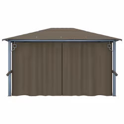 vidaXL Gazebo with Curtain and LED String Lights Aluminium Sunshade Canopy - taupe - Additional view 8