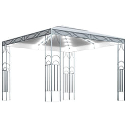 vidaXL Gazebo with LED String Lights 300x300 cm Cream Outdoor Patio Sunshade