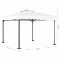 vidaXL Gazebo with LED String Lights 300x300 cm Cream Aluminium Patio Sunshade