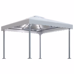 vidaXL Gazebo with LED String Lights 300x300 cm Cream Aluminium Patio Sunshade - Additional view 4