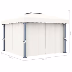 vidaXL Gazebo with Curtain&LED String Lights 3x3 m Cream White Garden Marquee - Additional view 9
