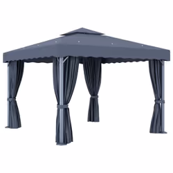 vidaXL Gazebo with Curtain&LED String Lights 3x3 m Anthracite Outdoor Sunshade - Additional view 5