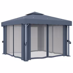 vidaXL Gazebo with Curtain&LED String Lights 3x3 m Anthracite Outdoor Sunshade - Additional view 6