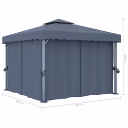 vidaXL Gazebo with Curtain&LED String Lights 3x3 m Anthracite Outdoor Sunshade - Additional view 8