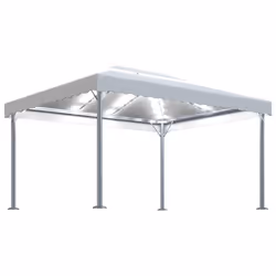vidaXL Gazebo with LED String Lights 400x300cm Cream Aluminium Patio Sunshade