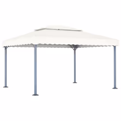 vidaXL Gazebo with LED String Lights 400x300cm Cream Aluminium Patio Sunshade - Additional view 5