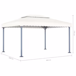 vidaXL Gazebo with LED String Lights 400x300cm Cream Aluminium Patio Sunshade - Additional view 6