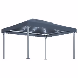 vidaXL Gazebo with LED String Lights 400x300cm Aluminium Patio Canopy Tent