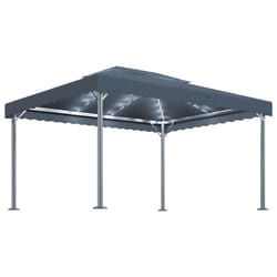 vidaXL Gazebo with LED String Lights 400x300cm Aluminium Patio Canopy Tent