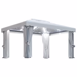 vidaXL Gazebo with Curtain&LED String Lights 4x3 m Cream White Garden Marquee - Additional view 2