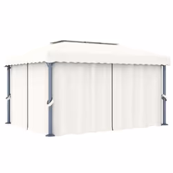 vidaXL Gazebo with Curtain&LED String Lights 4x3 m Cream White Garden Marquee - Additional view 3