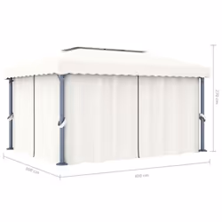 vidaXL Gazebo with Curtain&LED String Lights 4x3 m Cream White Garden Marquee - Additional view 4