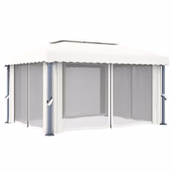 vidaXL Gazebo with Curtain&LED String Lights 4x3 m Cream White Garden Marquee - Additional view 6
