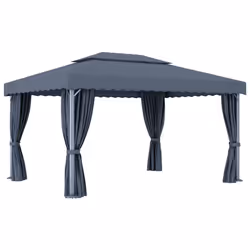vidaXL Gazebo with Curtain&LED String Lights 4x3 m Anthracite Outdoor Sunshade - Additional view 6
