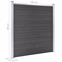 vidaXL Fence Panel Set WPC 353x186 cm Black Garden Edging Protection Barrier - Additional view 3