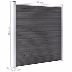 vidaXL Fence Panel Set WPC 526x186 cm Black Garden Edging Protection Barrier - Additional view 11