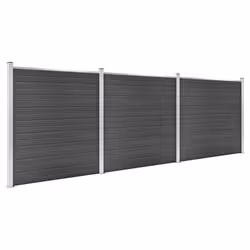 vidaXL Fence Panel Set WPC 526x186 cm Black Garden Edging Protection Barrier - Additional view 2
