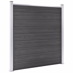 vidaXL Fence Panel Set WPC 1830x(105-186) cm Black Garden Edging Barrier Wall - Additional view 2