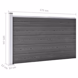 Fence Panel Set WPC 353x105 cm Black - Additional view 9