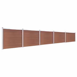 vidaXL Fence Panel Set WPC 872x146 cm Brown Garden Edging Protection Barrier - Additional view 2