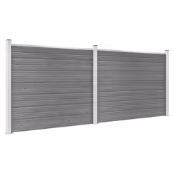 Fence Panel Set WPC 353x146 cm Grey - Additional view 2