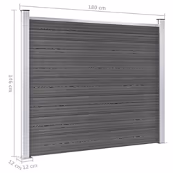 Fence Panel Set WPC 872x146 cm Black - Additional view 2