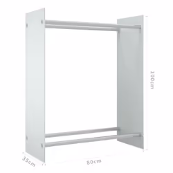 vidaXL Firewood Rack Tempered Glass Firewood Stacker Multi Colours 40/80cm - white, 80 x 35 x 100 cm - Additional view 5
