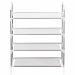 vidaXL Shoe Rack with 4 Shelves Metal and Non-woven Fabric Silver Shoe Storage