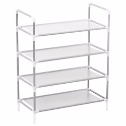 vidaXL Shoe Rack with 4 Shelves Metal and Non-woven Fabric Silver Shoe Storage