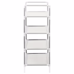 vidaXL Shoe Rack with 4 Shelves Metal and Non-woven Fabric Silver Shoe Storage - Additional view 4