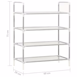 vidaXL Shoe Rack with 4 Shelves Metal and Non-woven Fabric Silver Shoe Storage - Additional view 6