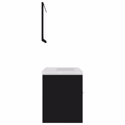 vidaXL Bathroom Furniture Set Black Engineered Wood Cabinet Washroom Basin - Additional view 2
