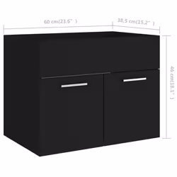vidaXL Bathroom Furniture Set Black Engineered Wood Cabinet Washroom Basin - Additional view 3