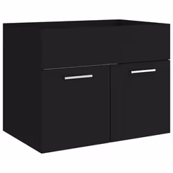 vidaXL Bathroom Furniture Set Black Engineered Wood Cabinet Washroom Basin - Additional view 7