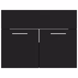 vidaXL Bathroom Furniture Set Black Engineered Wood Cabinet Washroom Basin - Additional view 8