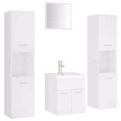 vidaXL Bathroom Furniture Set Chipboard Wall Mirror Multi Sizes Multi Colors - white