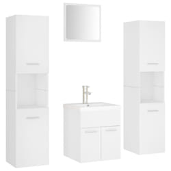 vidaXL Bathroom Furniture Set Chipboard Wall Mirror Multi Sizes Multi Colors - white