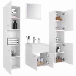 vidaXL Bathroom Furniture Set Chipboard Wall Mirror Multi Sizes Multi Colors - white