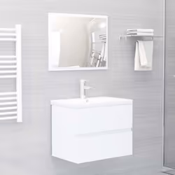 vidaXL Sink Cabinet with Built-in Basin White Engineered Wood Bathroom Basin - Additional view 2