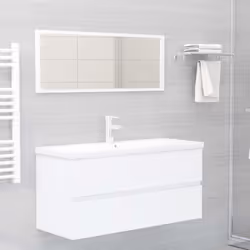 vidaXL Sink Cabinet with Built-in Basin White Engineered Wood Bathroom Basin - Additional view 2