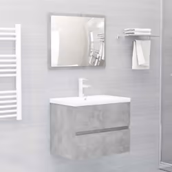 vidaXL Bathroom Furniture Set Concrete Grey Engineered Wood Cabinet Mirror