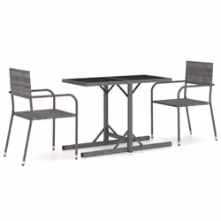 vidaXL Garden Dining Set 3 Piece Grey Furniture Chairs and Table Outdoor Patio
