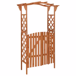 vidaXL Solid Firwood Pergola with Gate 116x40x204 cm Wooden Garden Arch Gate
