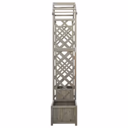 vidaXL Solid Firwood Garden Pergola with Planter Grey Pergola Entryway Arch