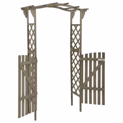 vidaXL Solid Firwood Pergola with Gate 116x40x204 cm Grey Garden Arch Gate
