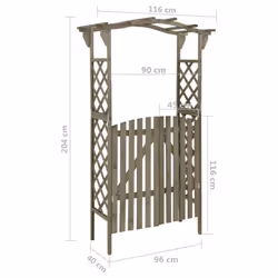vidaXL Solid Firwood Pergola with Gate 116x40x204 cm Grey Garden Arch Gate