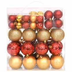 vidaXL Christmas Bauble Set 70 Piece Gold and Red Christmas Tree Ornament