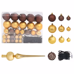 vidaXL Christmas Ball Set 120 Piece with Peak&300 LEDs Gold&Bronze Ornament