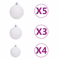 vidaXL Christmas Ball Set 61 Piece with Peak&150 LEDs White&Gey Xmas Ornament - Additional view 5